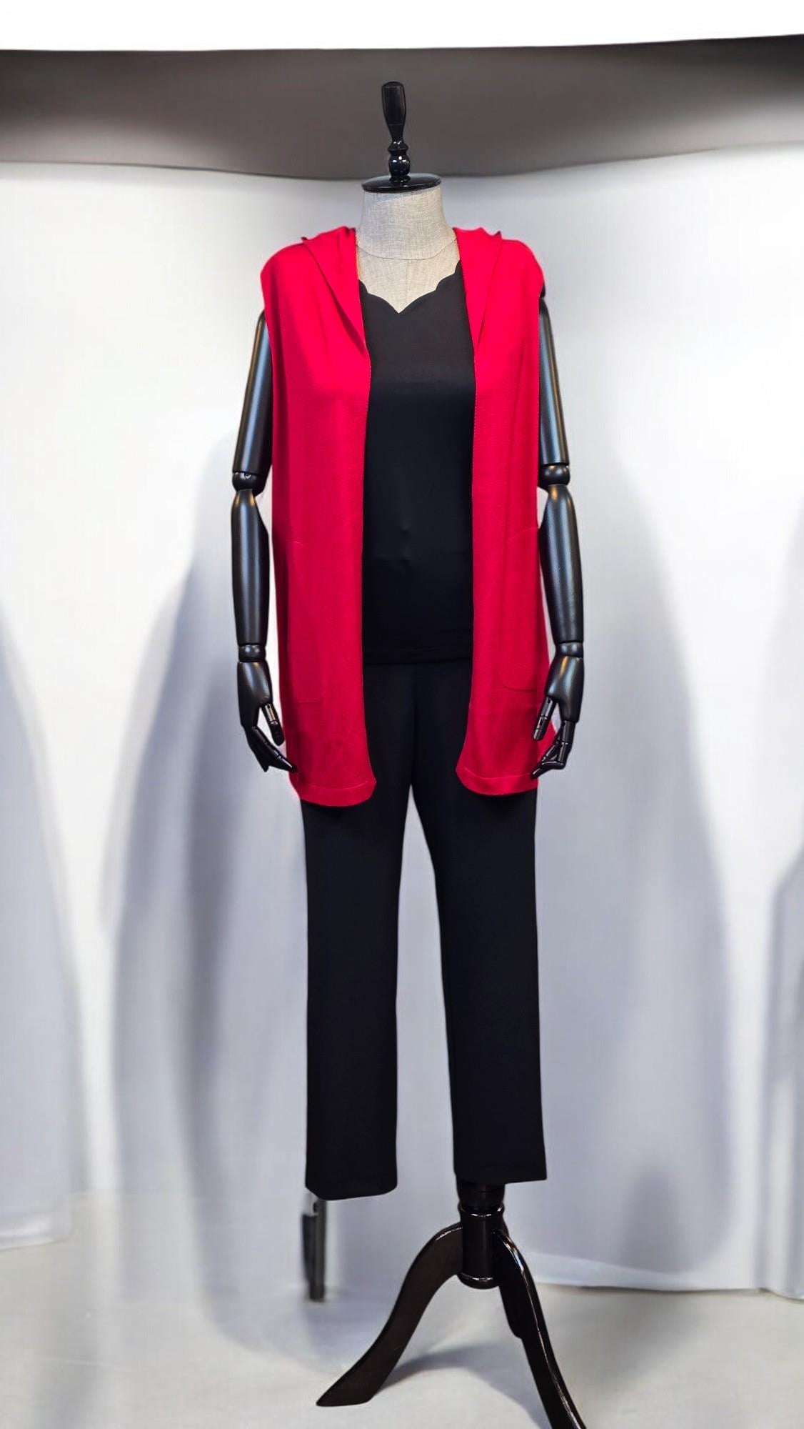 ON FASHION KAPÜŞONLU YELEK - KIRMIZI