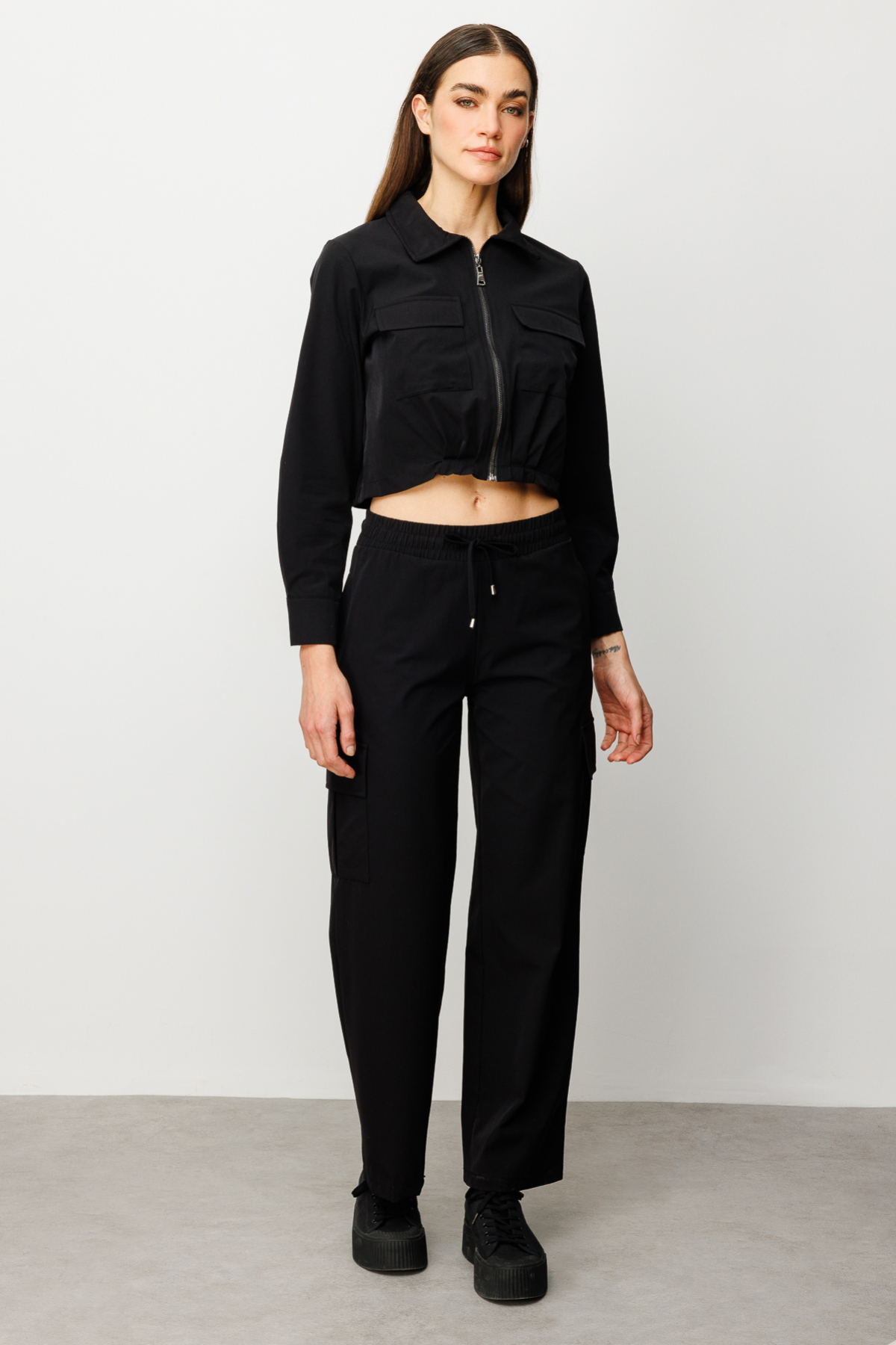 ON FASHION KARGO CEPLİ BOL PAÇA PANTOLON - SİYAH