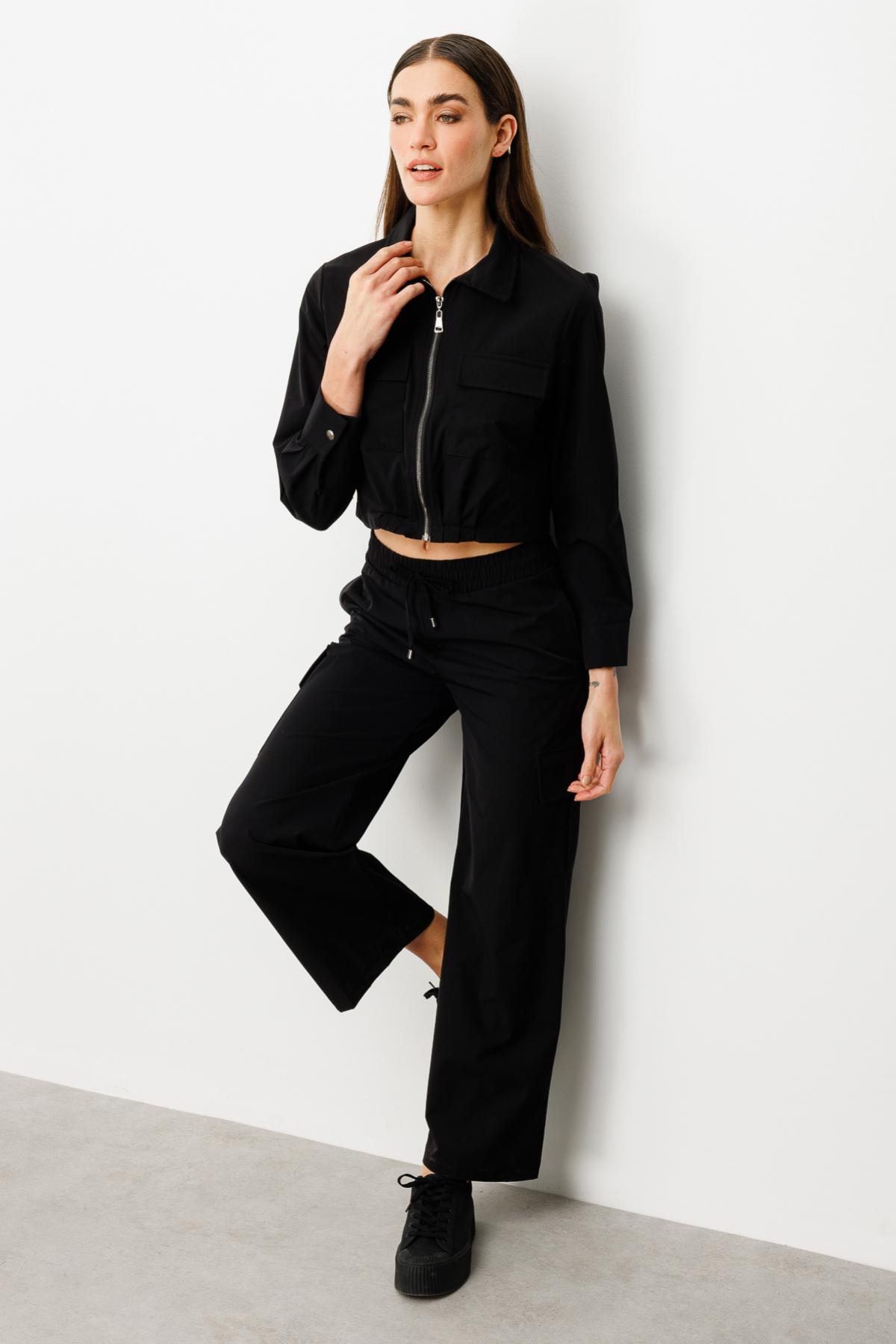 ON FASHION KARGO CEPLİ BOL PAÇA PANTOLON - SİYAH