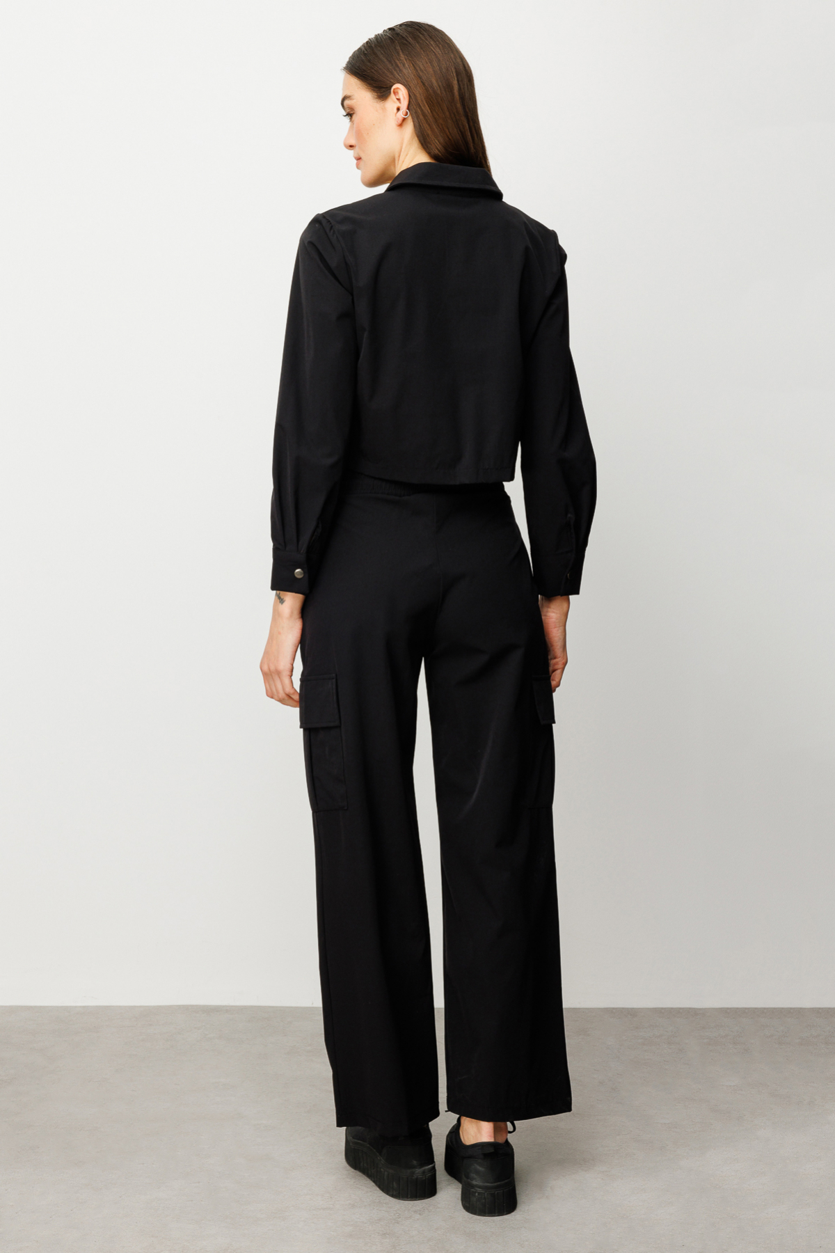 ON FASHION KARGO CEPLİ BOL PAÇA PANTOLON - SİYAH