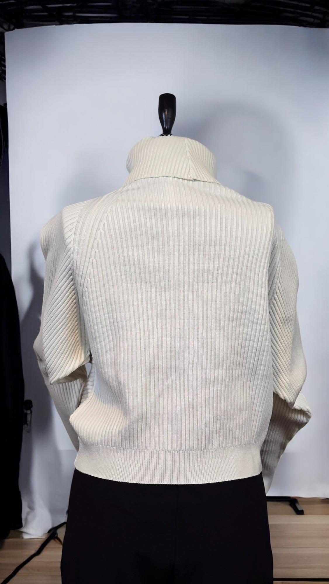 ON FASHION KRUVAZE EN BOY DEGAJE YAKA FİTİLLİ KAZAK - EKRU