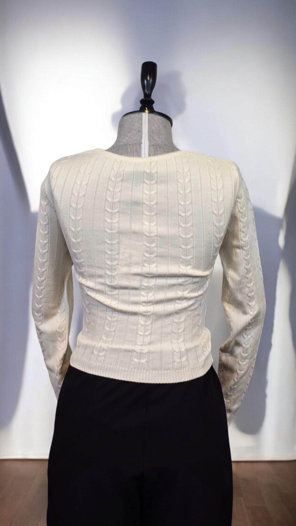 ON FASHION KRUVAZE ORGU DESENLİ KAZAK - KREM