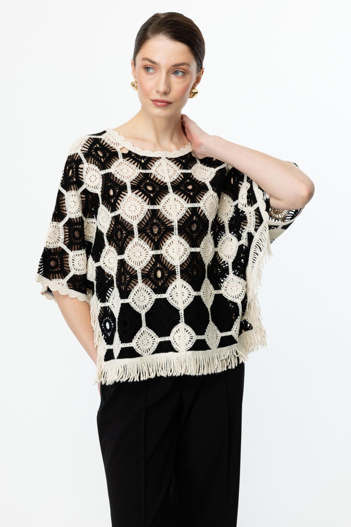ON FASHION On Püskül Detaylı Örme Bluz - Ekru