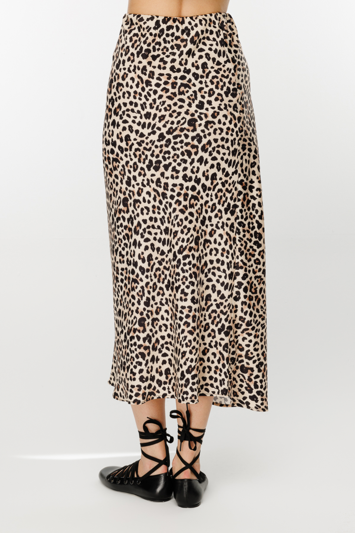 ON FASHION Saten Mide Boy Etek - Leopar