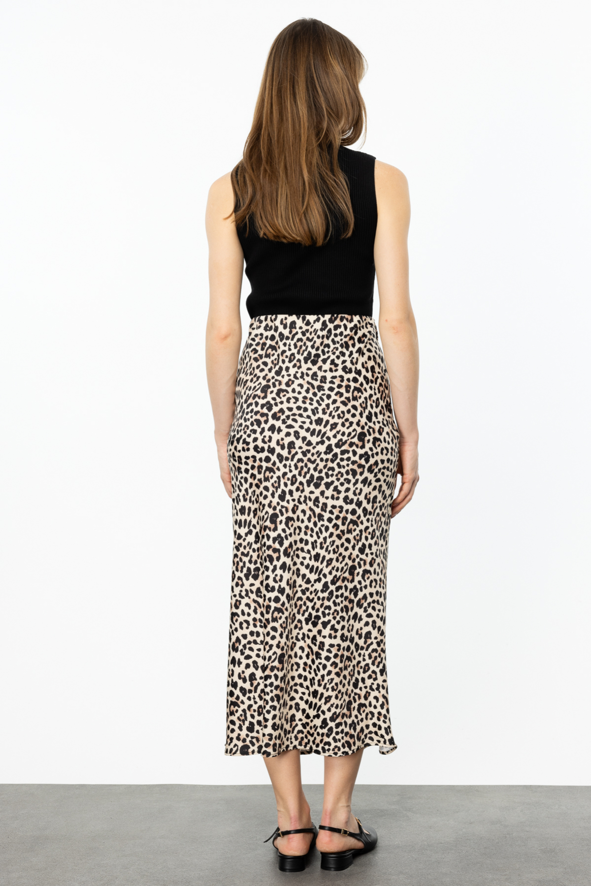 ON FASHION Saten Mide Boy Etek - Leopar