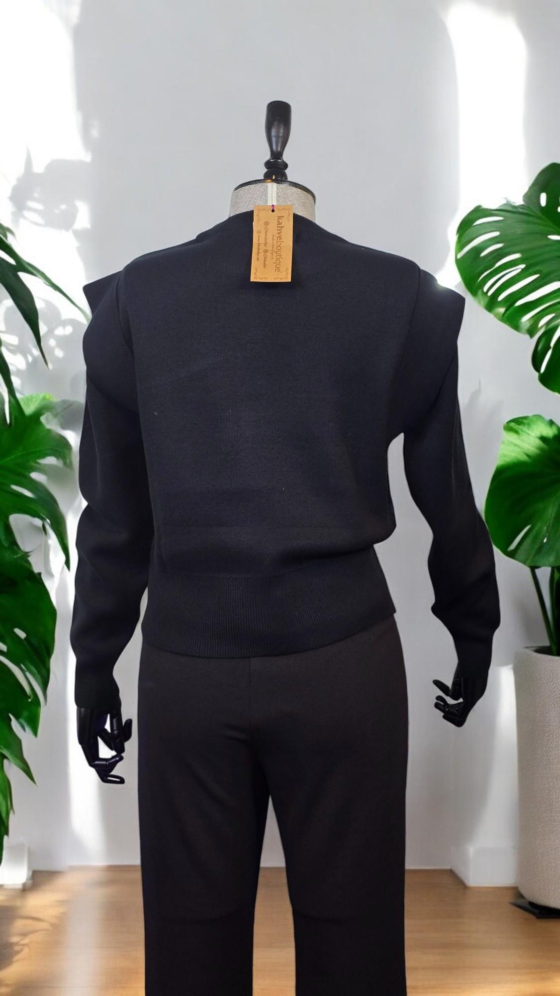 ON FASHION Sıfır Yaka Kısa Kazak - Siyah