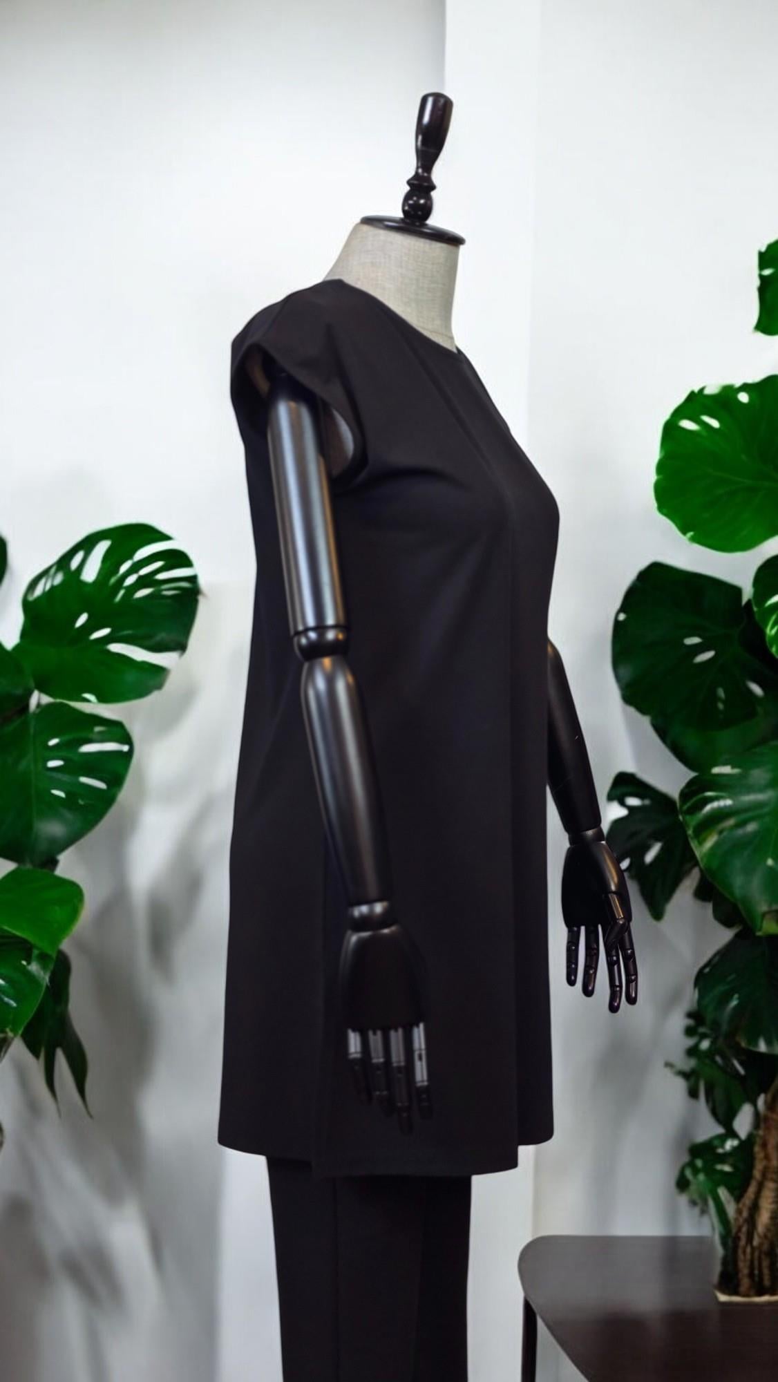 ON FASHION Sıfır Yaka Uzun Basic Tunik Bluz - Siyah
