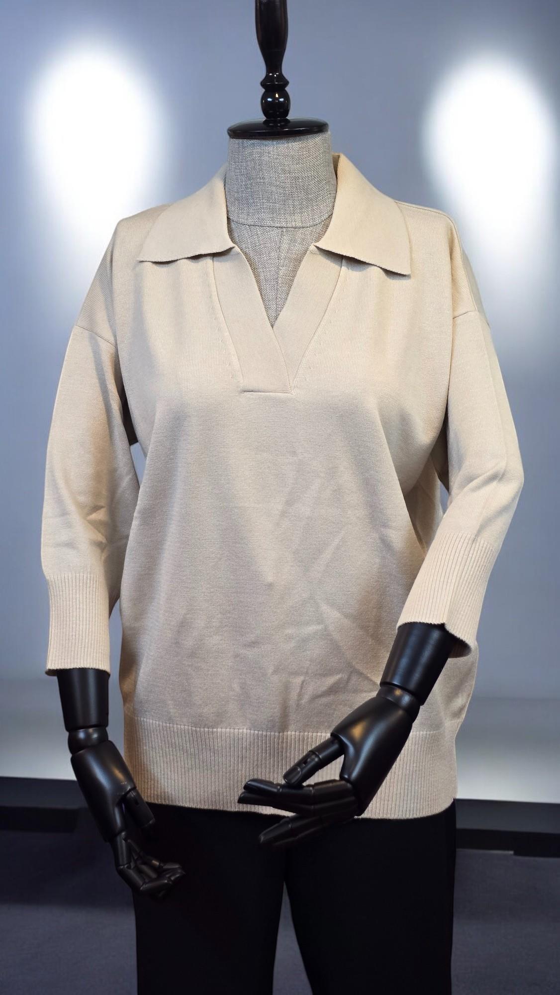 ON FASHION TRUVAKAR KOL PATLI POLO YAKA BLUZ - BEJ