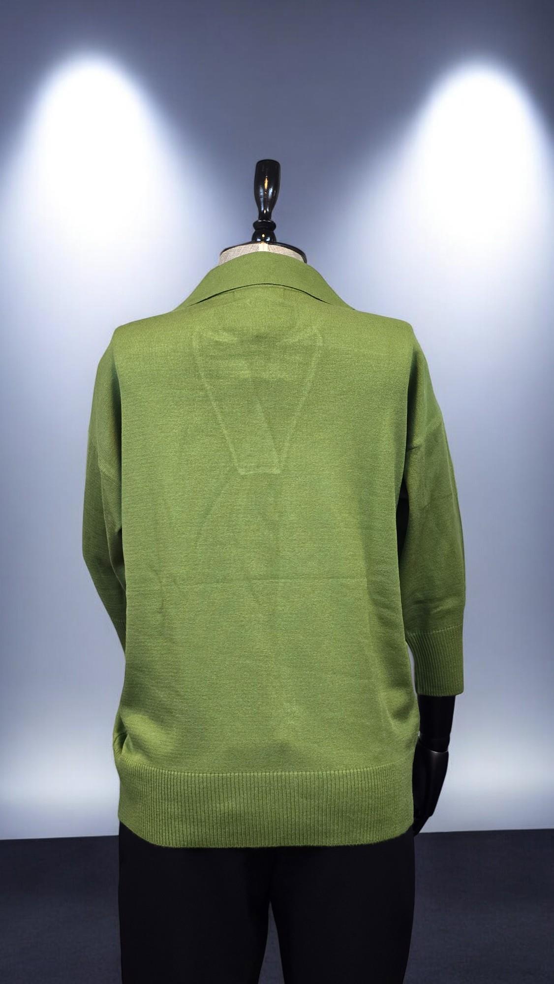 ON FASHION TRUVAKAR KOL PATLI POLO YAKA BLUZ - YEŞİL