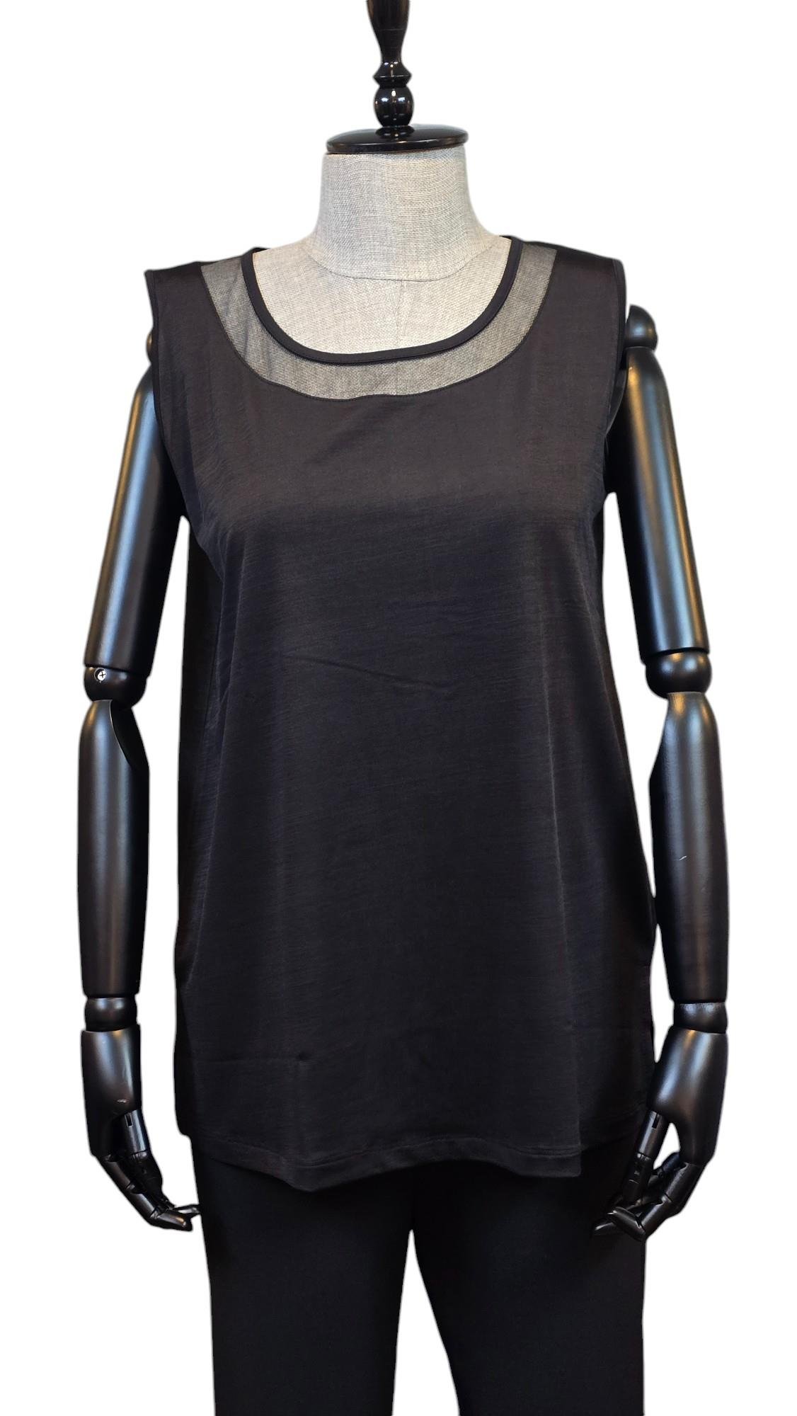 ON FASHION YAKASI TÜL SIFIR YAKA BLUZ - SİYAH