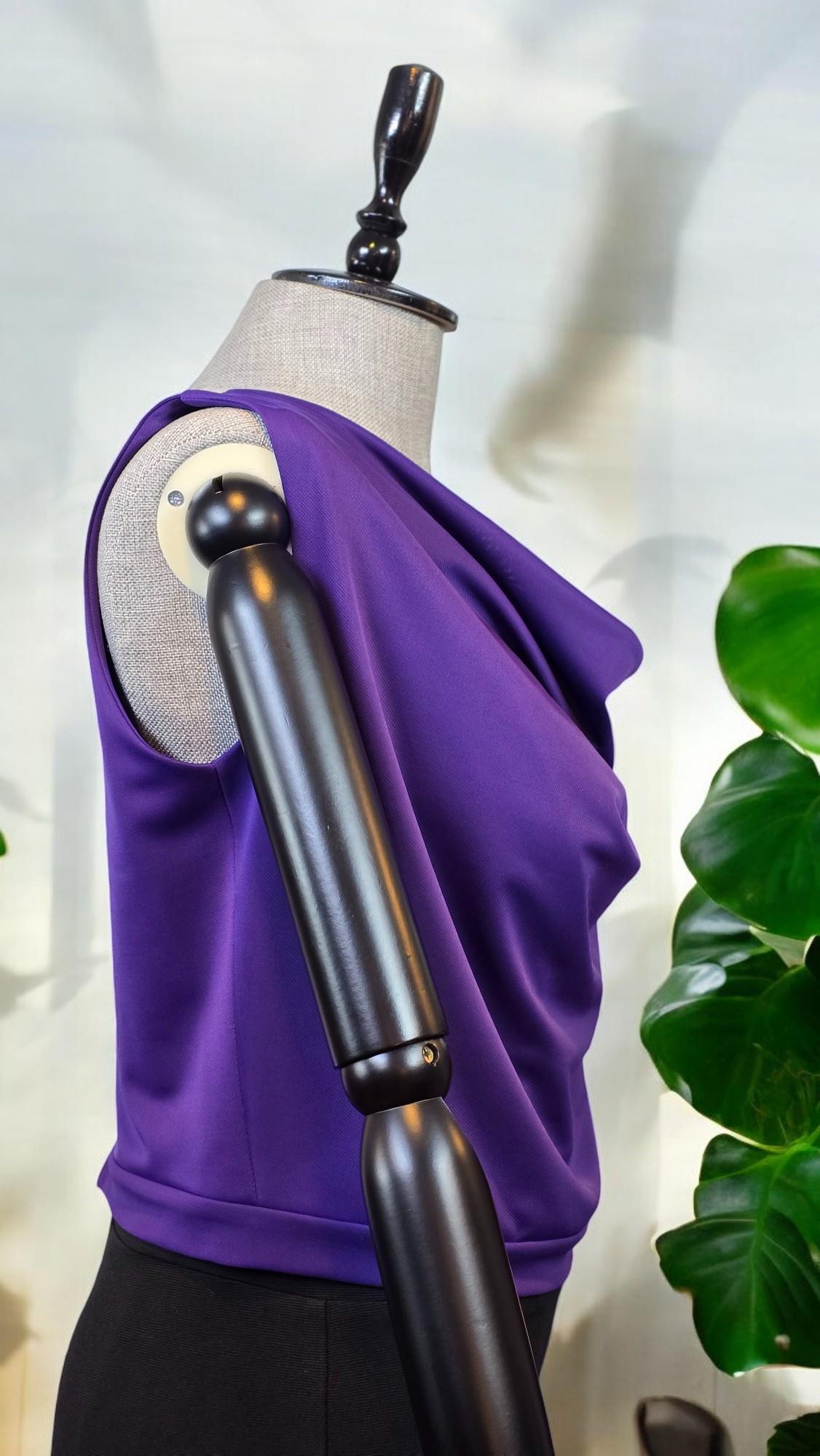 ON FASHION Yanı Fermuarlı Degaje Yaka Kolsuz Bluz - Mor