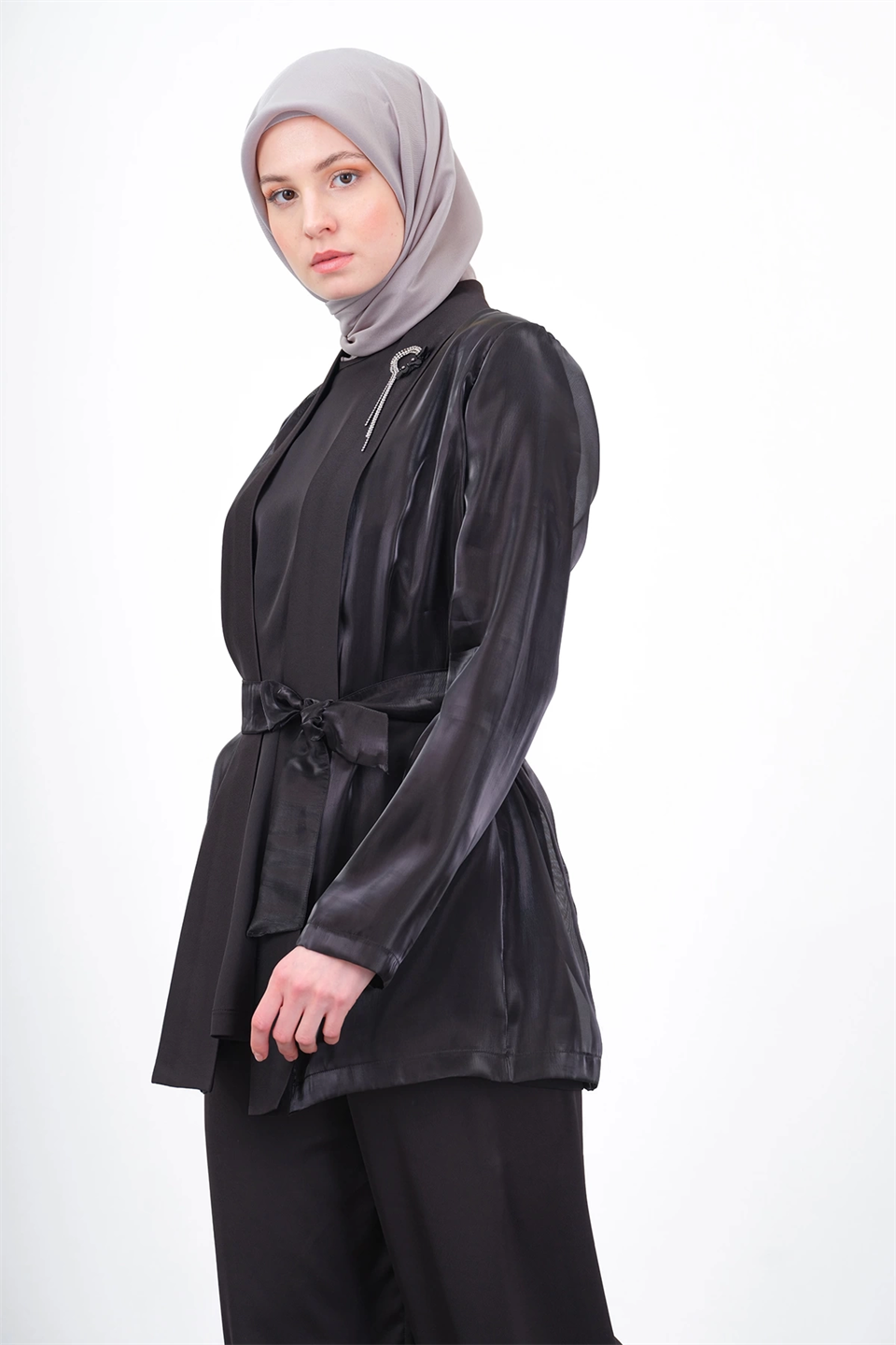 ORGANİZE & SATEN LUXURY ÜÇLÜ TAKIM - SİYAH