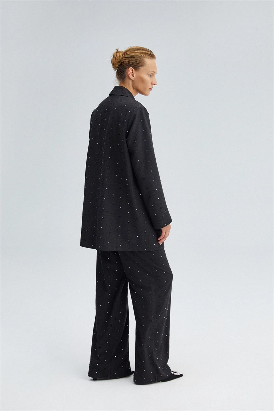 PARLAK TAŞLI BLAZER CEKET-ANTRASİT