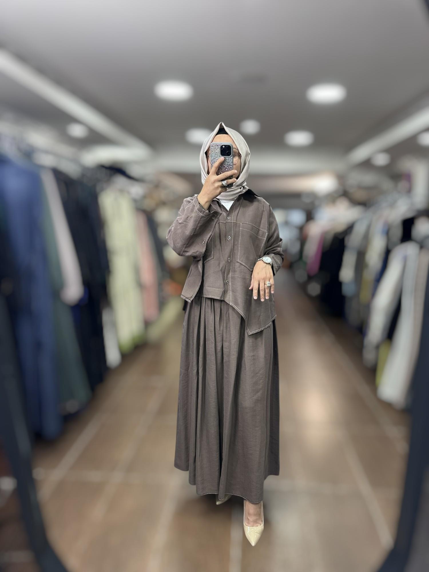 PUREVA 2681-TCE-25Y TENCEL TUNİK ETEK TAKIM - ÇİKOLATA