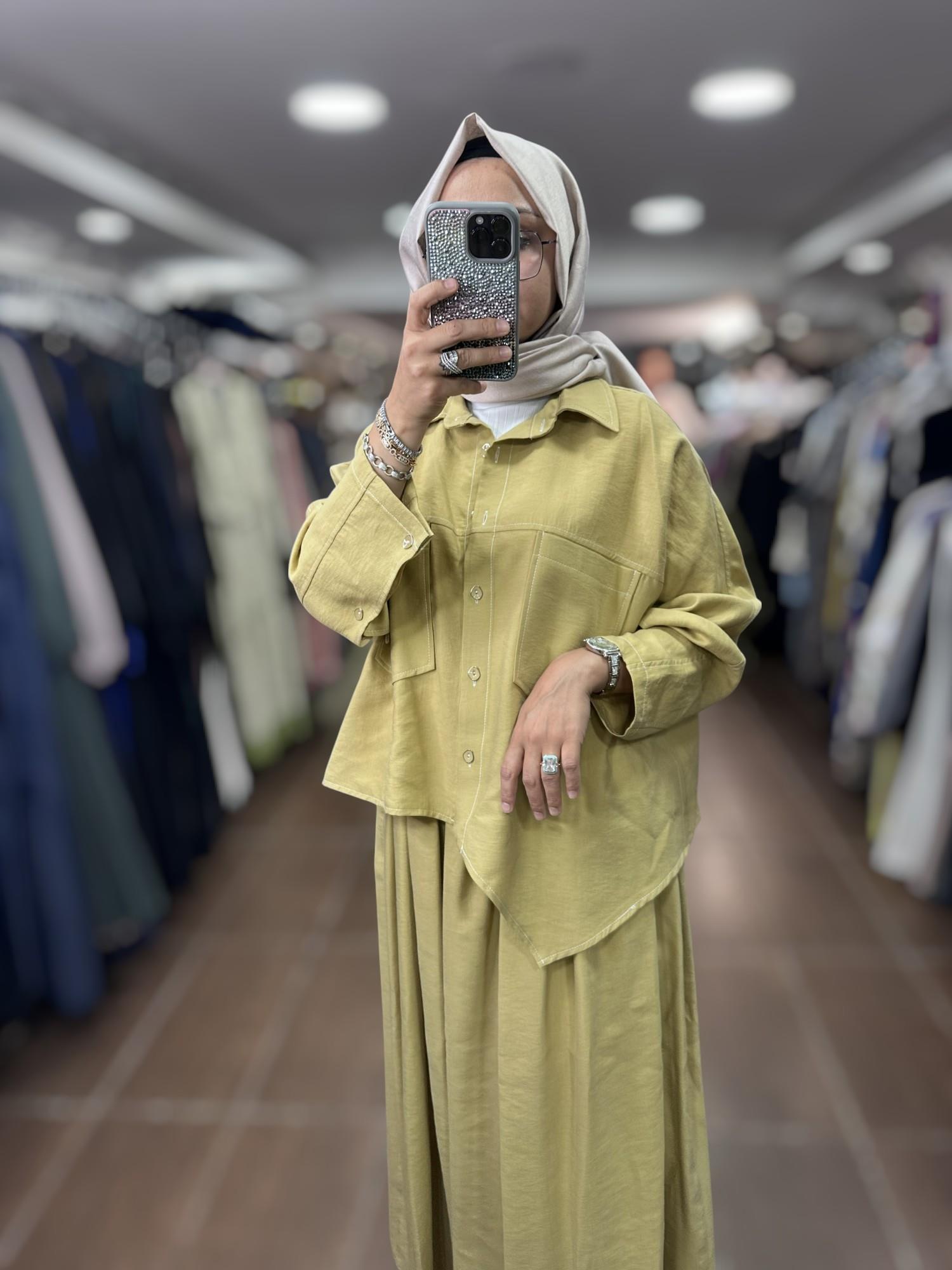 PUREVA 2681-TCE-25Y TENCEL TUNİK ETEK TAKIM - AMBER