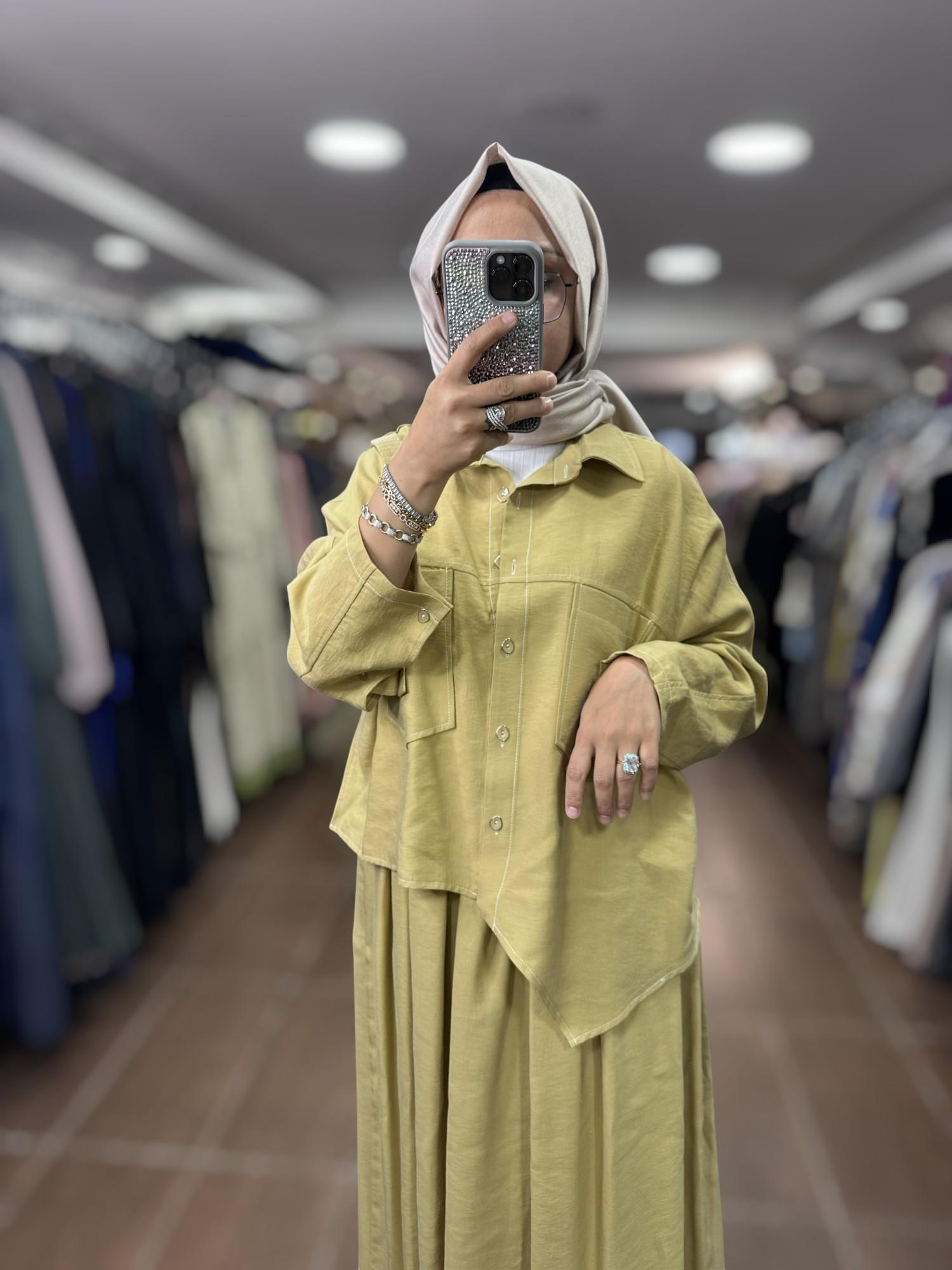 PUREVA 2681-TCE-25Y TENCEL TUNİK ETEK TAKIM - AMBER