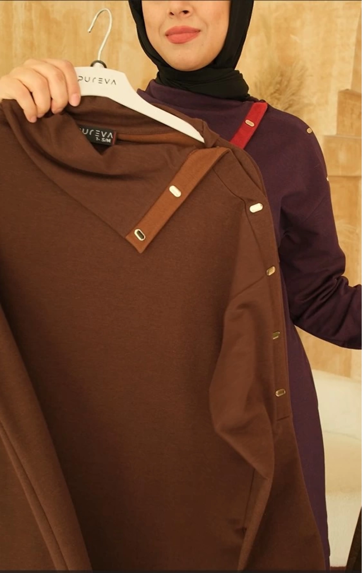 RENKLİ İKİ İPLİK SWEAT PANTOLON TAKIM - TOPRAK