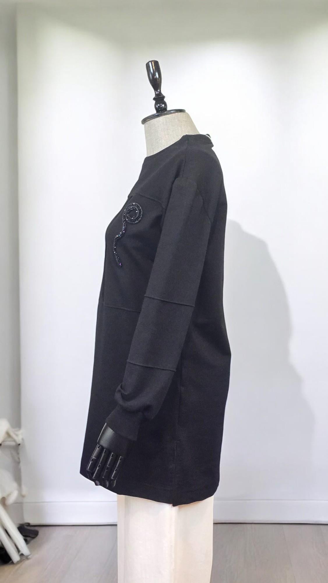 Taş Şeritli Sweat - Siyah
