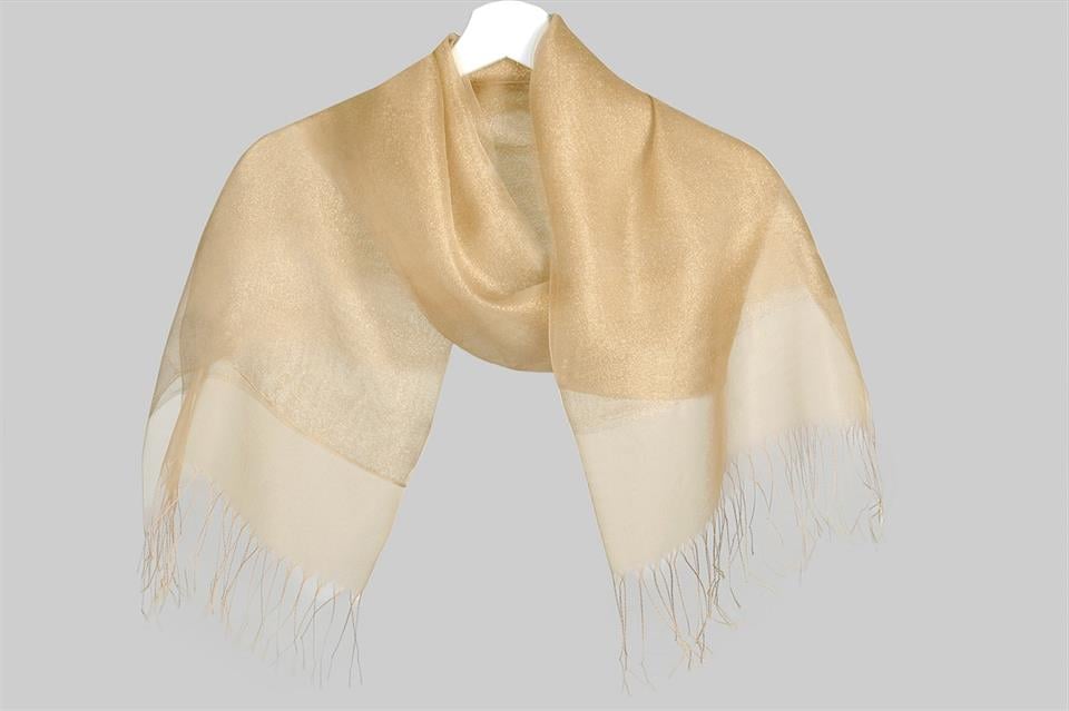 TÜLLÜ İPEK ŞAL SİMLİ - GOLD