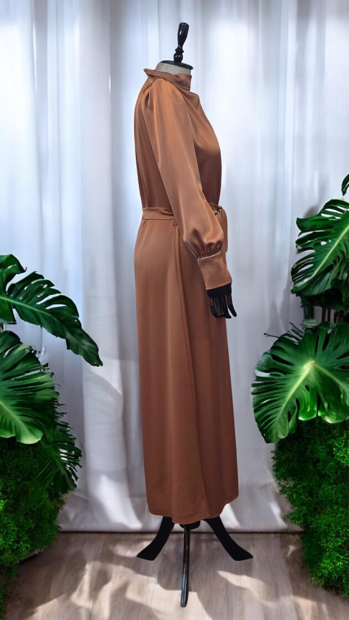 ZARA SATEN ELBİSE - KAHVE