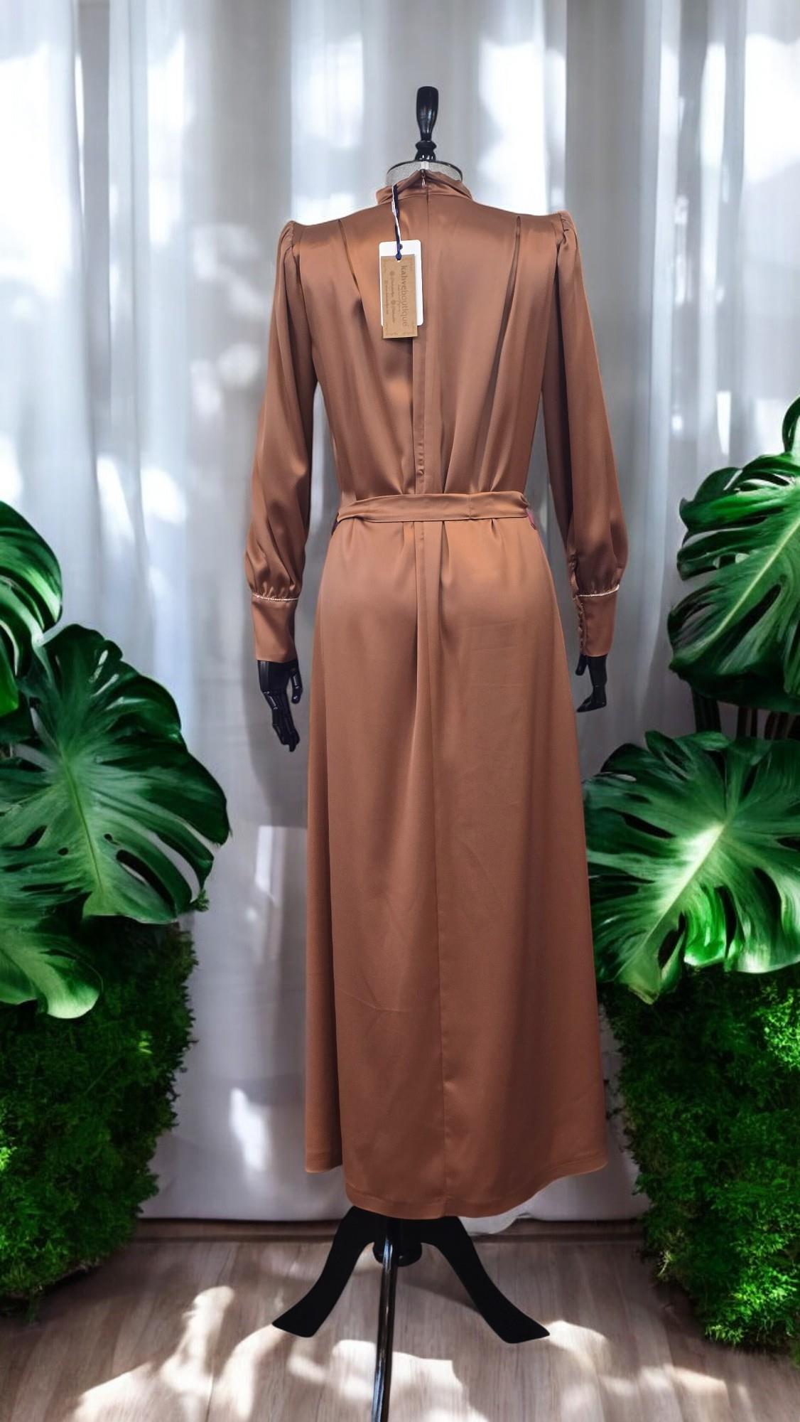 ZARA SATEN ELBİSE - KAHVE