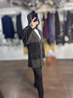 25YGSCKT3080/Ghisa Ceket - Siyah Çizgili