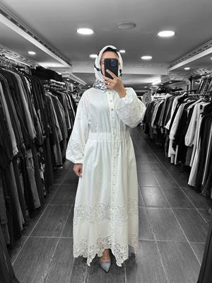 25YGSELB4850/Ghisa Gipür Elbise - Beyaz