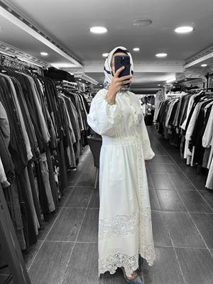 25YGSELB4850/Ghisa Gipür Elbise - Beyaz