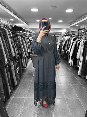 25YGSELB4850/Ghisa Gipür Elbise - Siyah