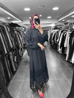 25YGSELB4850/Ghisa Gipür Elbise - Siyah