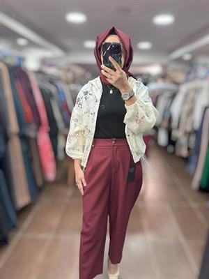 25YGSPNT8542/Ghisa Pantolon - Bordo