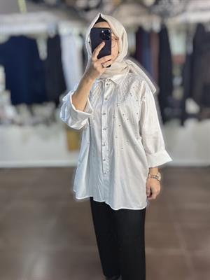 25YGSTNK4848/Ghisa Gömlek Tunik - Ekru