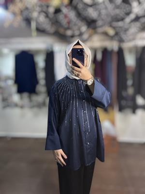 25YGSTNK4848/Ghisa Gömlek Tunik - lacivert