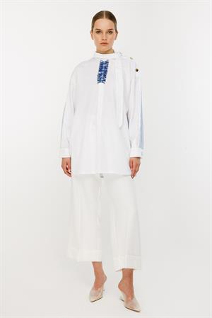 25YGSTNK4950/Ghisa Tunik - Mavi İnce Çizgi