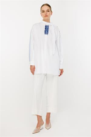 25YGSTNK4950/Ghisa Tunik - Mavi İnce Çizgi
