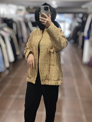 26KGSCKT3328/Ghisa Pul Payet Detaylı Bomber Ceket - Camel