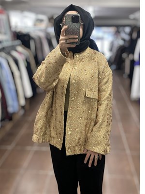 26KGSCKT3328/Ghisa Pul Payet Detaylı Bomber Ceket - Camel