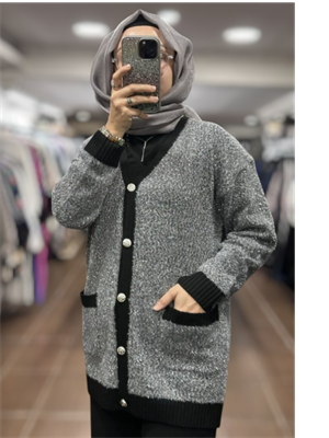 26KGSHRK3312/Ghisa Hırka - SİYAH/GÜMÜŞ