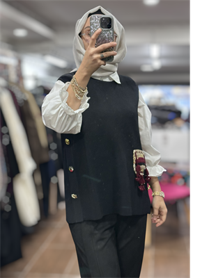 26KOBYLK3291/Ghisa Yelek - SİYAH