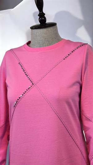 El İşi Süslemeli Sweat - pembe