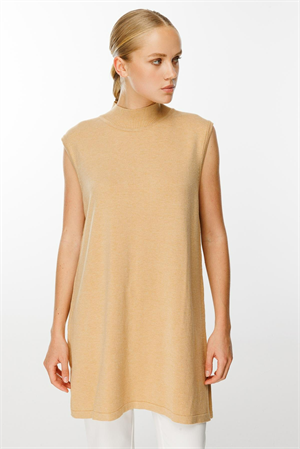 Ghisa Balıkçı Yaka Triko Tunik - Camel