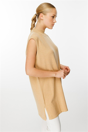 Ghisa Balıkçı Yaka Triko Tunik - Camel