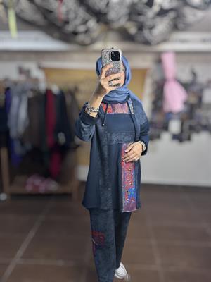Ghisa Pantolonlu Takım - Mavi desenli