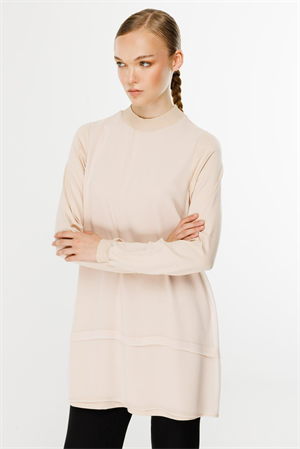 Ghisa Ribana Detaylı Tunik - Krem