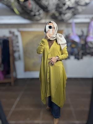 Ghisa Şifon Detaylı Triko Hırka - Asit