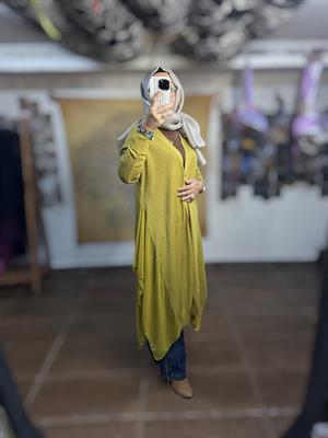 Ghisa Şifon Detaylı Triko Hırka - Asit