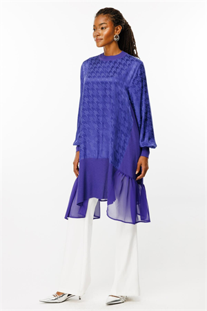 Ghisa Şifon Detaylı Tunik - Mor