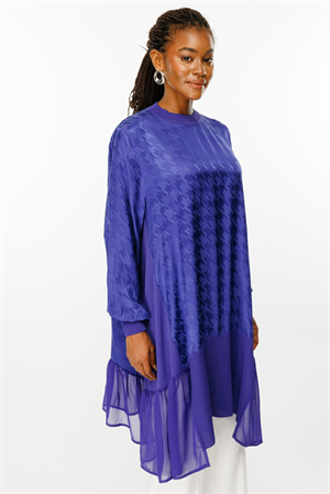 Ghisa Şifon Detaylı Tunik - Mor
