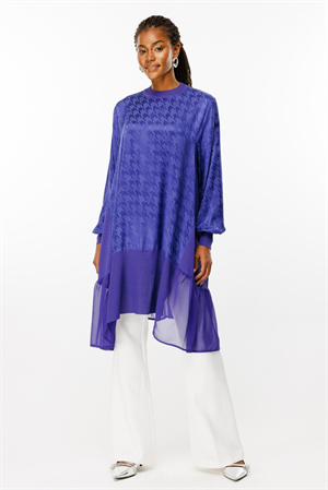 Ghisa Şifon Detaylı Tunik - Mor