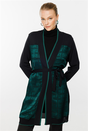 Ghisa Triko Hırka - Yeşil/Siyah